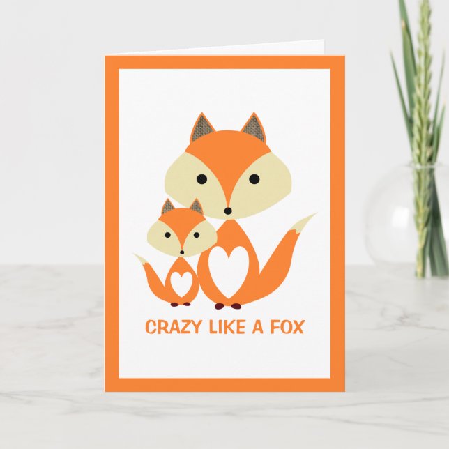 Verrückt wie ein Fuchs, Orange Fox Burlap Karte (Vorderseite)