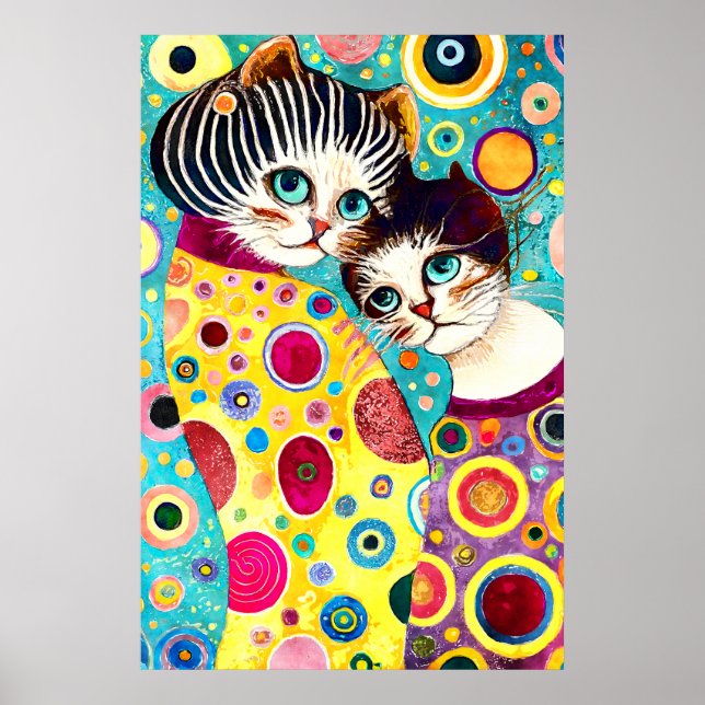 Verrückte abstrakte coole Katzen Poster (Vorne)