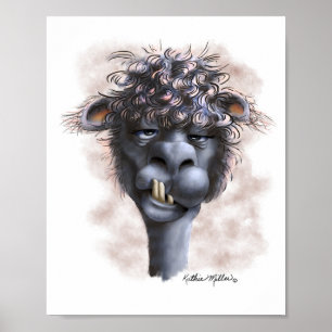 Verrückte Alpaka-Cartoon Poster