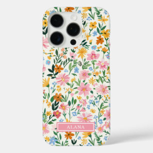 Verrückte Blumengarten-Monogramm iPhone 16 Pro Hülle