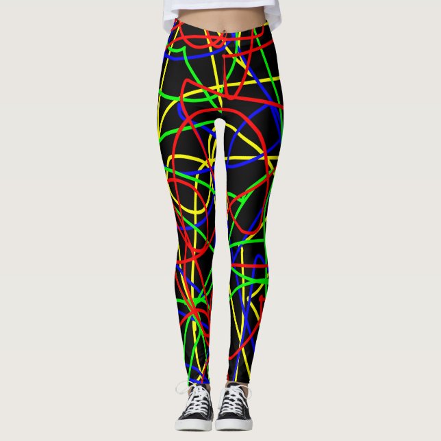 Verrückte bunte Squiggles Leggings (Vorderseite)