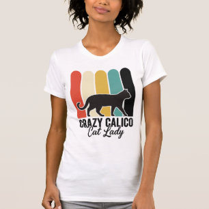 Verrückte Calico-Katzen-Lady Vintage Retro-Katze D T-Shirt