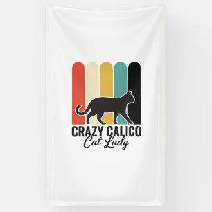 Verrückte Calico-Katzen-Lady Vintage Retro Katzen- Banner