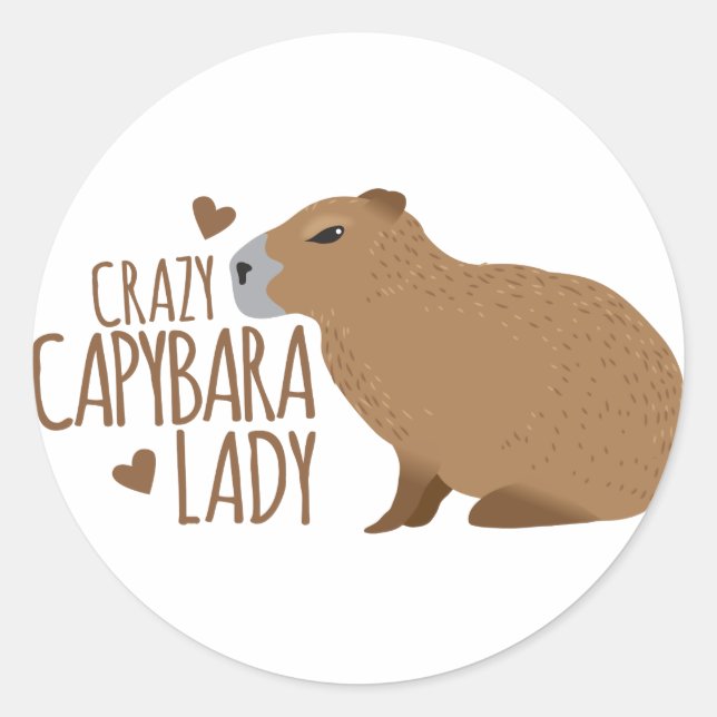 verrückte Capybaradame Runder Aufkleber (Vorderseite)