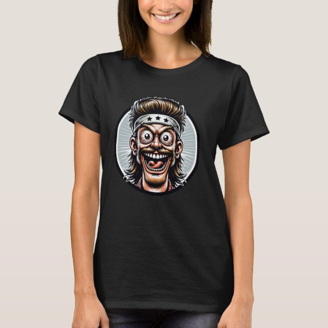 Verrückte Cartoon-Person Mit Stirnband Nsfw Humor  T-Shirt (Vorderseite)