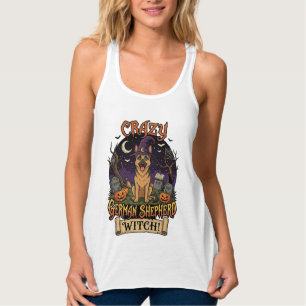Verrückte Deutsche Schäferhund Hexe Halloween Hund Tank Top