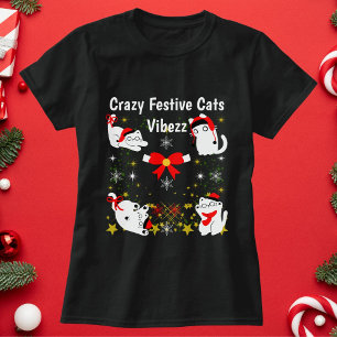 Verrückte Festtags-Katzen Lustiger Weihnachten Per T-Shirt