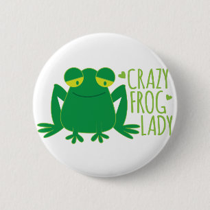 verrückte Froschdame Button