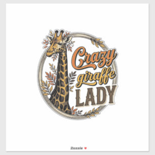 Verrückte Giraffen-Dame Vintage-Stich-Shirt-Design Aufkleber