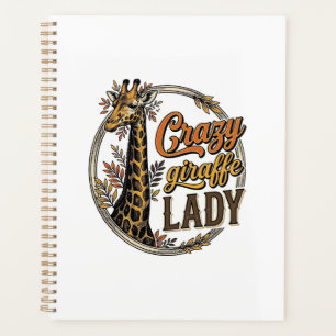 Verrückte Giraffen-Dame Vintage-Stich-Shirt-Design Planer