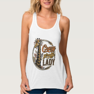 Verrückte Giraffen-Dame Vintage-Stickerei-Shirt-De Tank Top