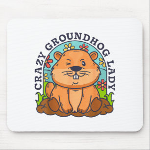 Verrückte Groundhog-Dame Frauen Retro Vintage 60er Mousepad
