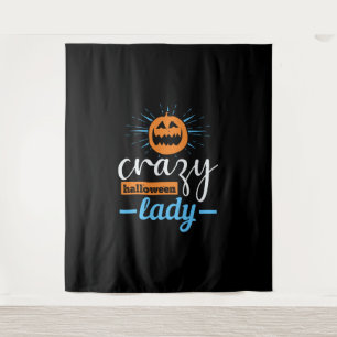 verrückte Halloween-Dame lustiges Halloween Wandteppich