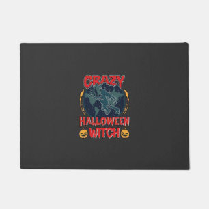 Verrückte Halloween Hexe Kürbis Fliegender Mond Gr Fußmatte