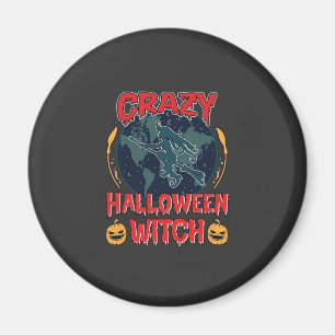 Verrückte Halloween Hexe Kürbis Fliegender Mond Gr Magnet