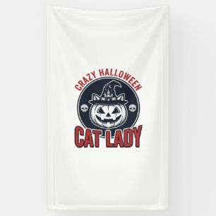Verrückte Halloween-Katzen-Lady-Vintage-Hexen-Katz Banner