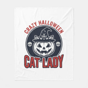 Verrückte Halloween-Katzen-Lady-Vintage-Hexen-Katz Fleecedecke