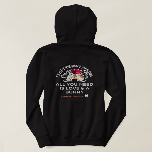 Verrückte Hasenperson  Hoodie (Design Rückseite)