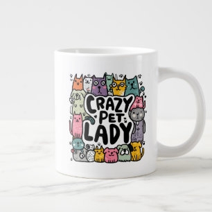 Verrückte Haustier-Dame – Bunte Hunde und Katzen Jumbo-Tasse