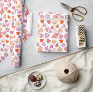 Verrückte Herzen Doodle Valentinstag Geschenkpapier