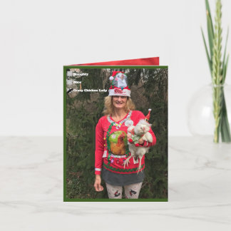 Verrückte Hühnerdame Weihnachtskarte Frohe HÜHnern Karte