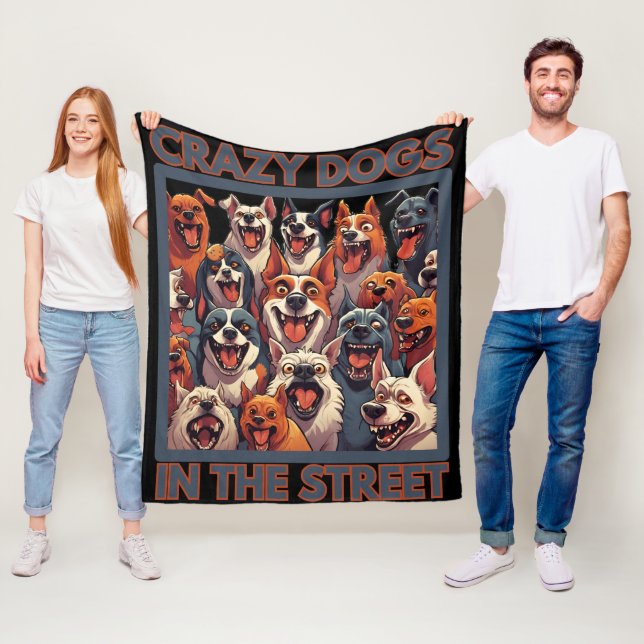 Verrückte Hunde auf der Straße Fleecedecke (Beispiel)