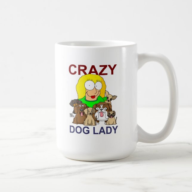 Verrückte Hundedame Kaffeetasse (Rechts)