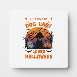Verrückte Hundefrau liebt Halloween Pudel Kürbis G Fotoplatte