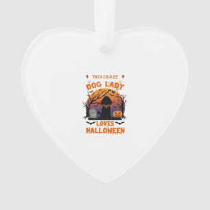 Verrückte Hundefrau liebt Halloween Pudel Kürbis G Ornament