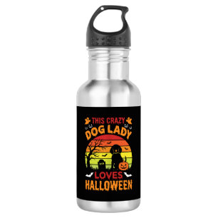 Verrückte Hundefrau liebt Halloween Vintage-Design Edelstahlflasche