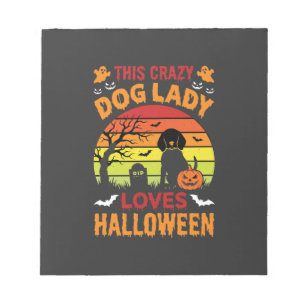 Verrückte Hundefrau liebt Halloween Vintage-Design Notizblock