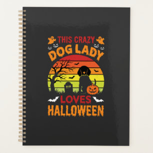 Verrückte Hundefrau liebt Halloween Vintage-Design Planer