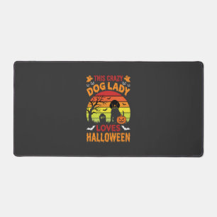 Verrückte Hundefrau liebt Halloween Vintage-Design Schreibtischunterlage