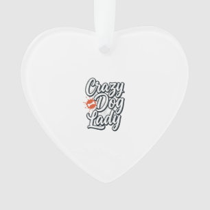 Verrückte Hundefrau Vintage Haustierliebhaber Typo Ornament