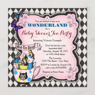 Verrückte Hüter-Teeparty-Wunderland-Baby-Party Einladung