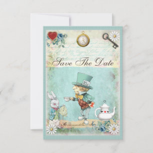 Verrückte-Hutmacher-Wonderland-Hochzeit Termin-Vor Save The Date