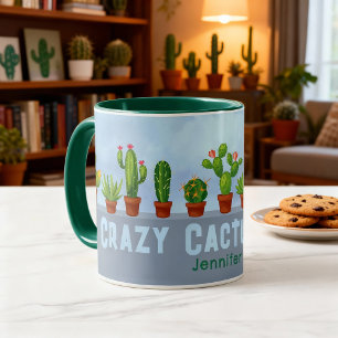 Verrückte Kaktus-Dame Tasse mit individuellem Name