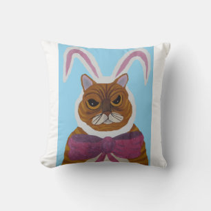 Verrückte Katze in Hasenohren  Kissen