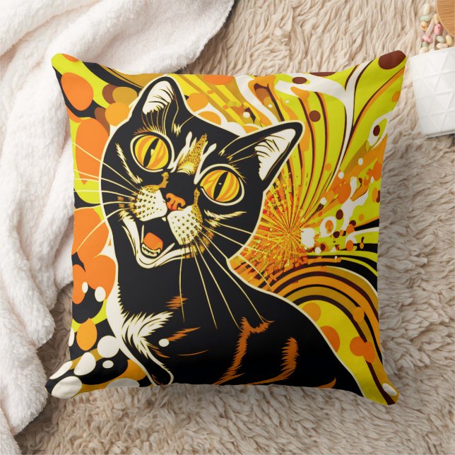 Verrückte Katze  Kissen (Decke)