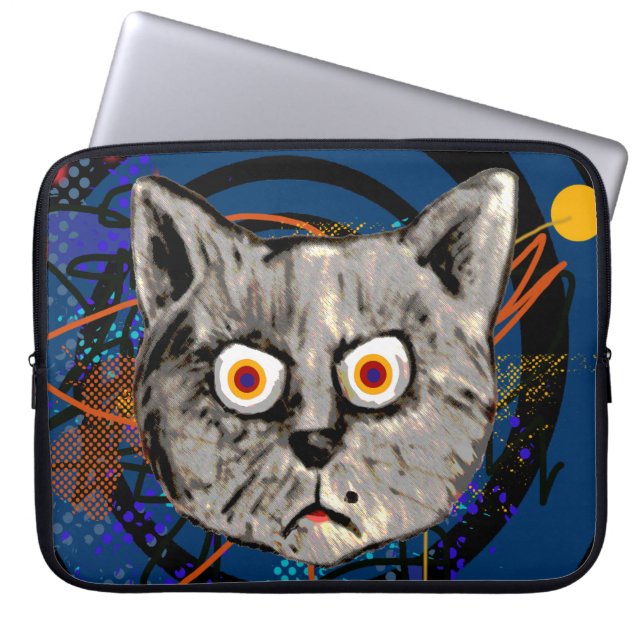 verrückte Katze ~ seltsames Mäuse Laptopschutzhülle (Vorderseite)