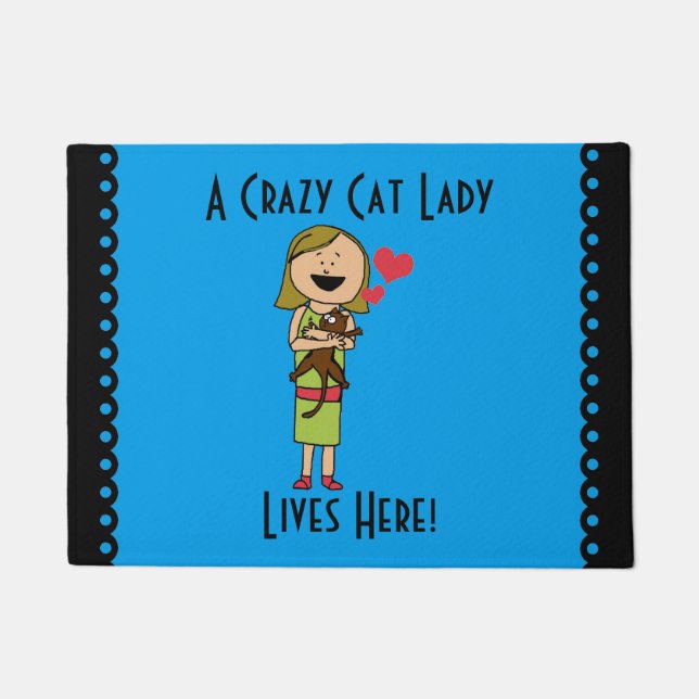 Verrückte Katzen-Dame Doormat Fußmatte (Vorderseite)