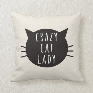 Verrückte Katzen-Dame Funny Pillow Ivory Kissen