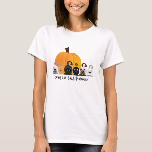 Verrückte Katzen-Dame Halloween T-Shirt