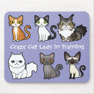 Verrückte Katzen-Dame im Training (entwerfen Sie Mousepad