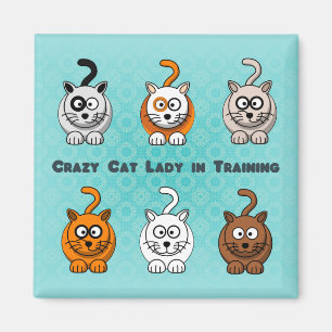 Verrückte Katzen-Dame In Training Magnet