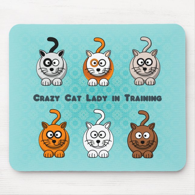 Verrückte Katzen-Dame In Training Mousepad (Vorne)