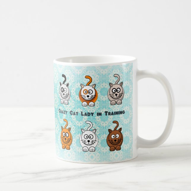 Verrückte Katzen-Dame In Training Mug Kaffeetasse (Rechts)