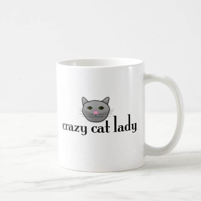 Verrückte Katzen-Dame Kaffeetasse (Rechts)