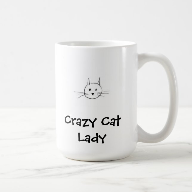 Verrückte Katzen-Dame Mug Tasse (Rechts)