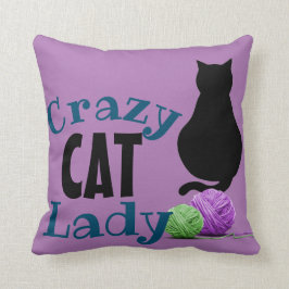 Verrückte Katzen-Dame Pillow Kissen
